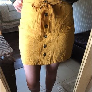Yellow Paperbag Midi Skirt